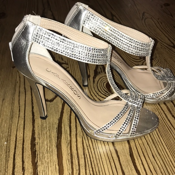 Caparros Women's Twilight II Rhinestones Slip on Heel Sandals Silver Size 7.5 M